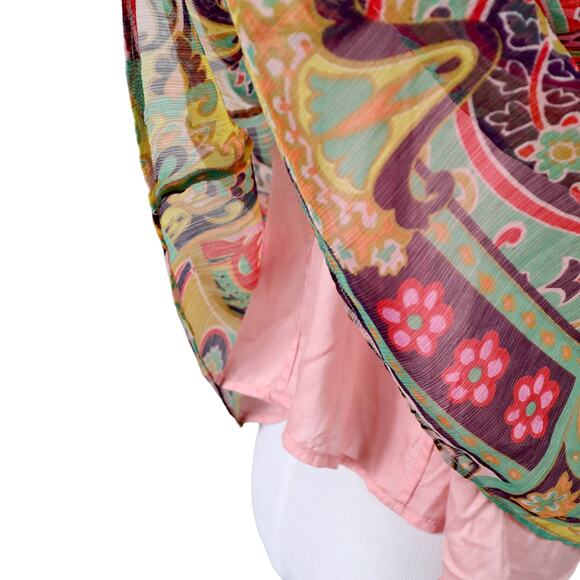 Free People Size S Strawberry Sleeveless Halter Top Paisley Multicolor - Picture 9 of 11